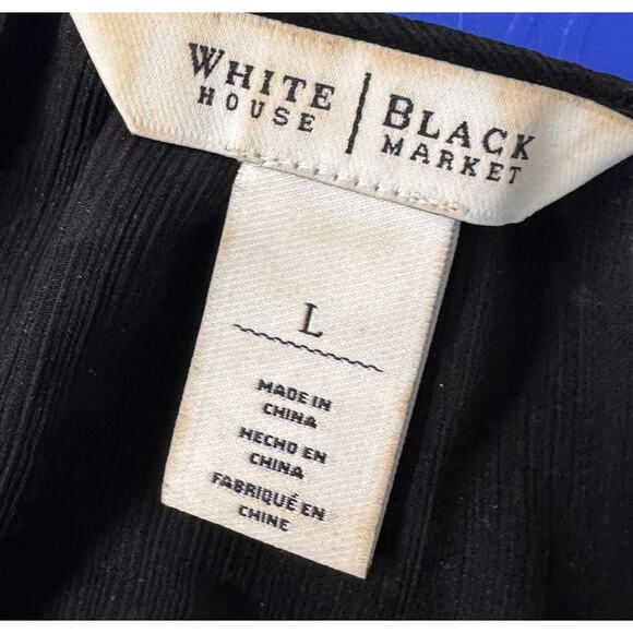 WHBM White House Black Market Large Black Floral Cold Shoulder Blouse - Picture 3 of 8